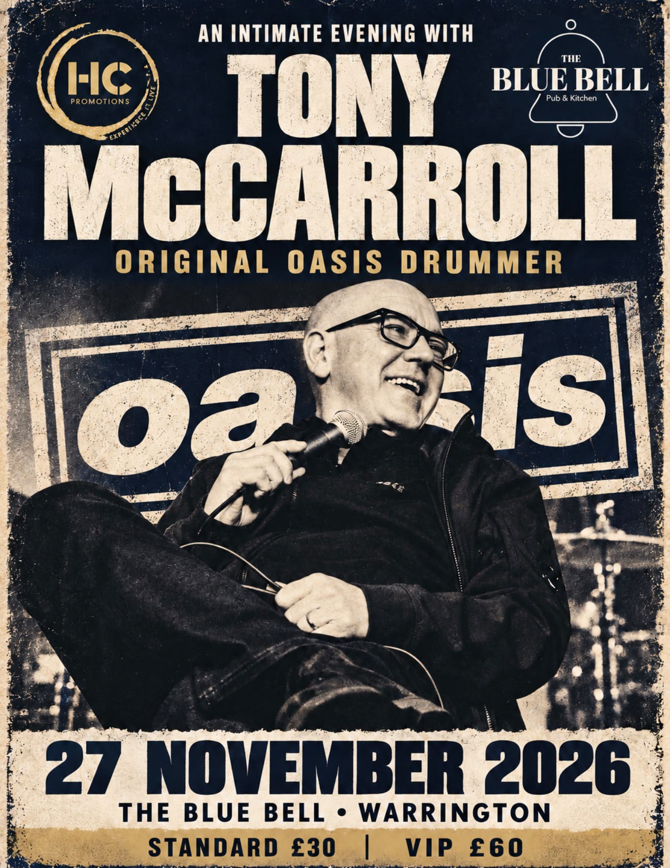 An evening with Tony McCarroll – ex oasis drummer and author Kyle Dale.